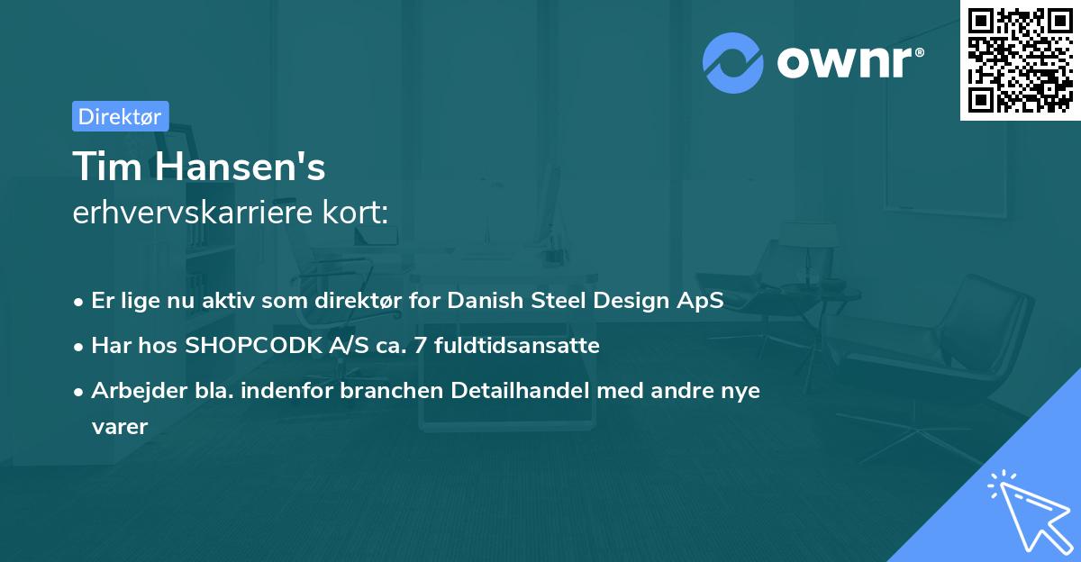 Tim Hansen's erhvervskarriere kort