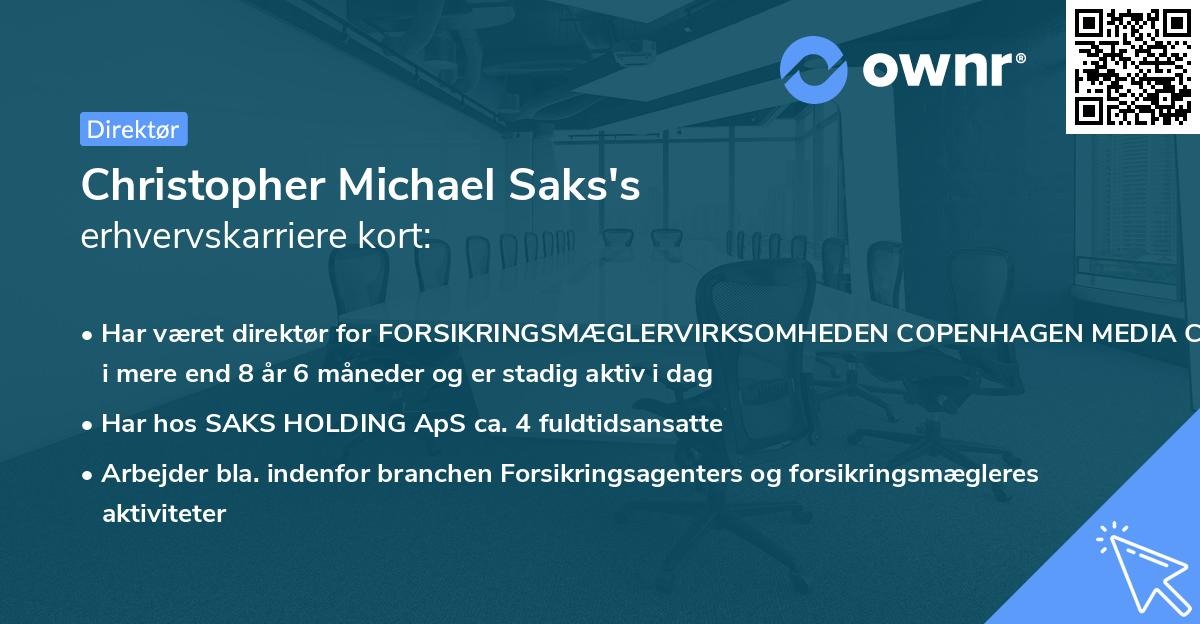 Christopher Michael Saks's erhvervskarriere kort