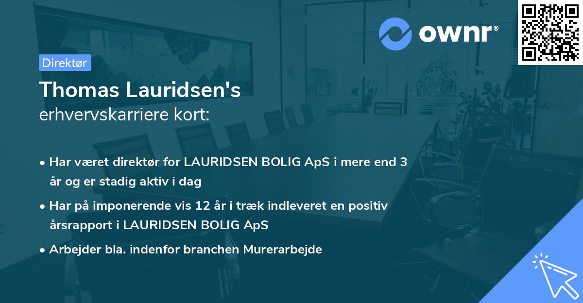 Thomas Lauridsen's erhvervskarriere kort
