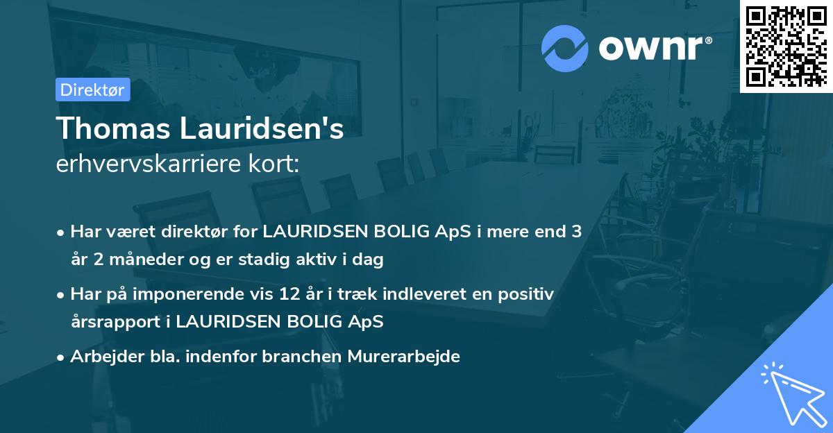 Thomas Lauridsen's erhvervskarriere kort