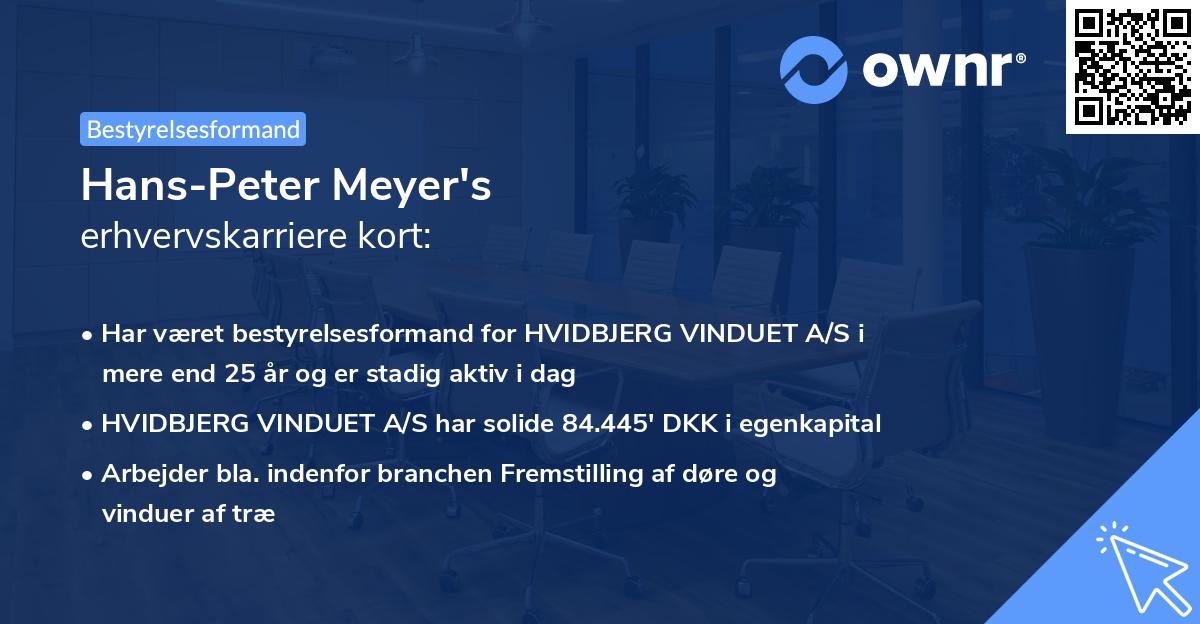 Hans-Peter Meyer's erhvervskarriere kort