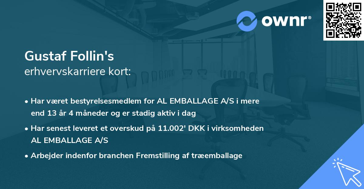 Gustaf Follin's erhvervskarriere kort