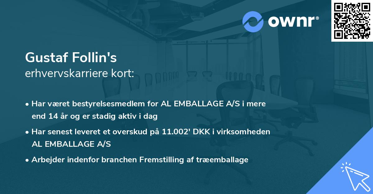 Gustaf Follin's erhvervskarriere kort