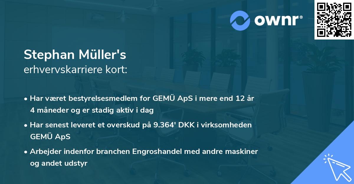 Stephan Müller's erhvervskarriere kort