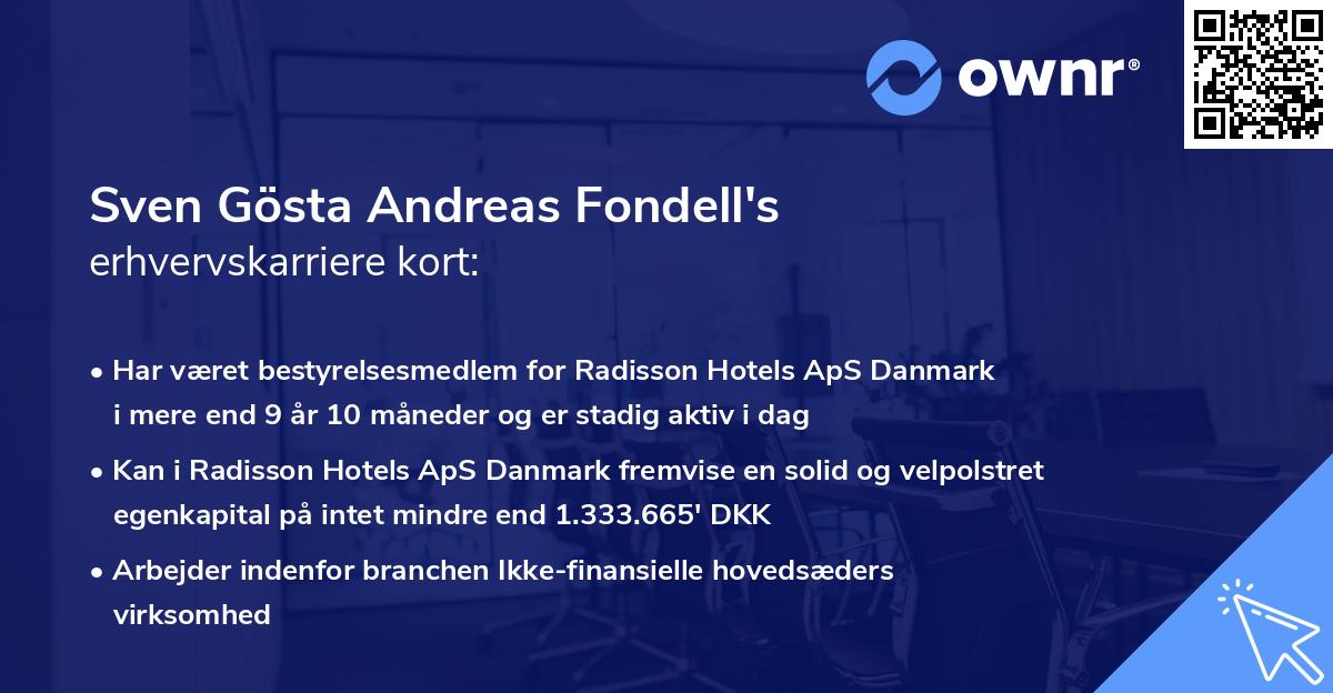 Sven Gösta Andreas Fondell's erhvervskarriere kort