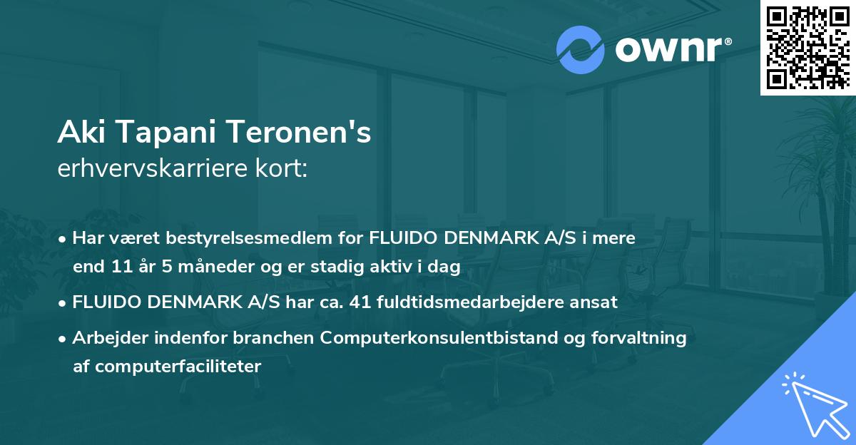 Aki Tapani Teronen's erhvervskarriere kort