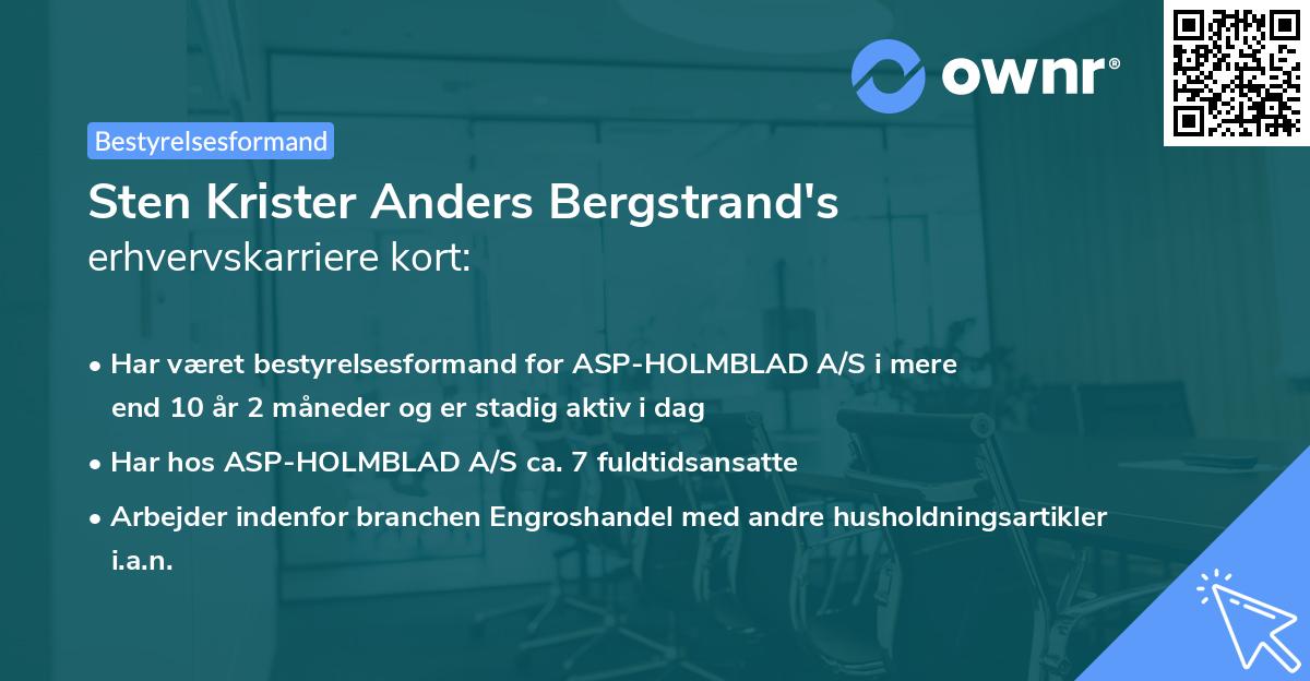 Sten Krister Anders Bergstrand's erhvervskarriere kort