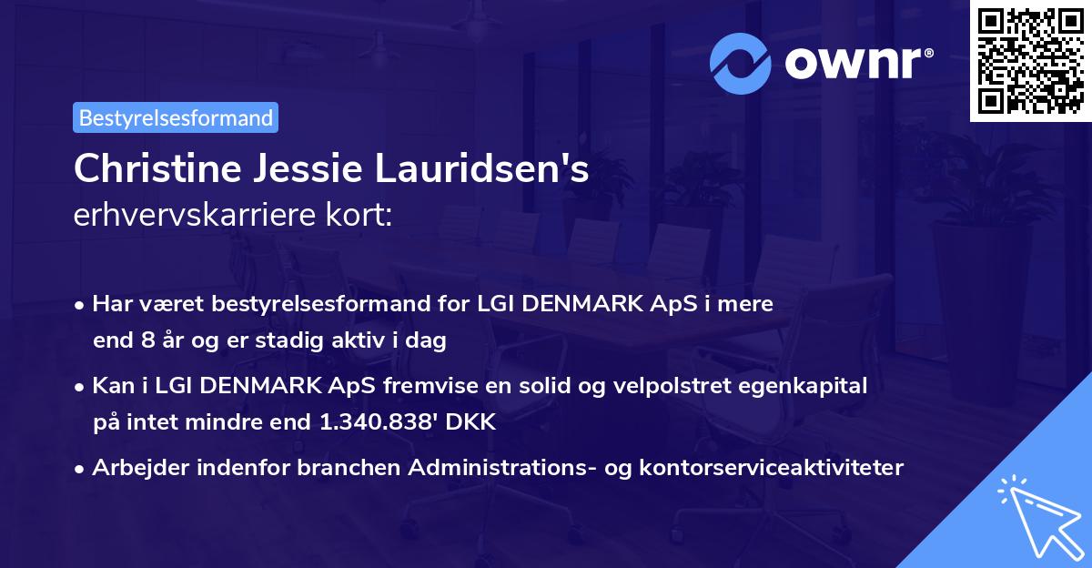 Christine Jessie Lauridsen's erhvervskarriere kort