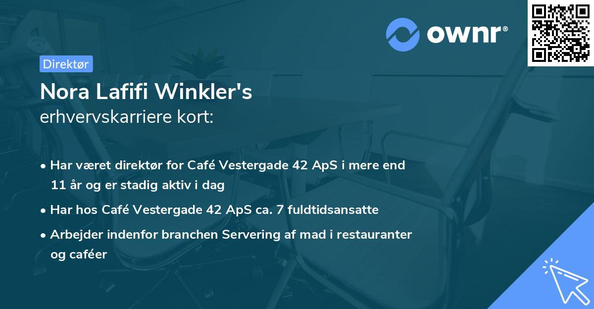 Nora Lafifi Winkler's erhvervskarriere kort