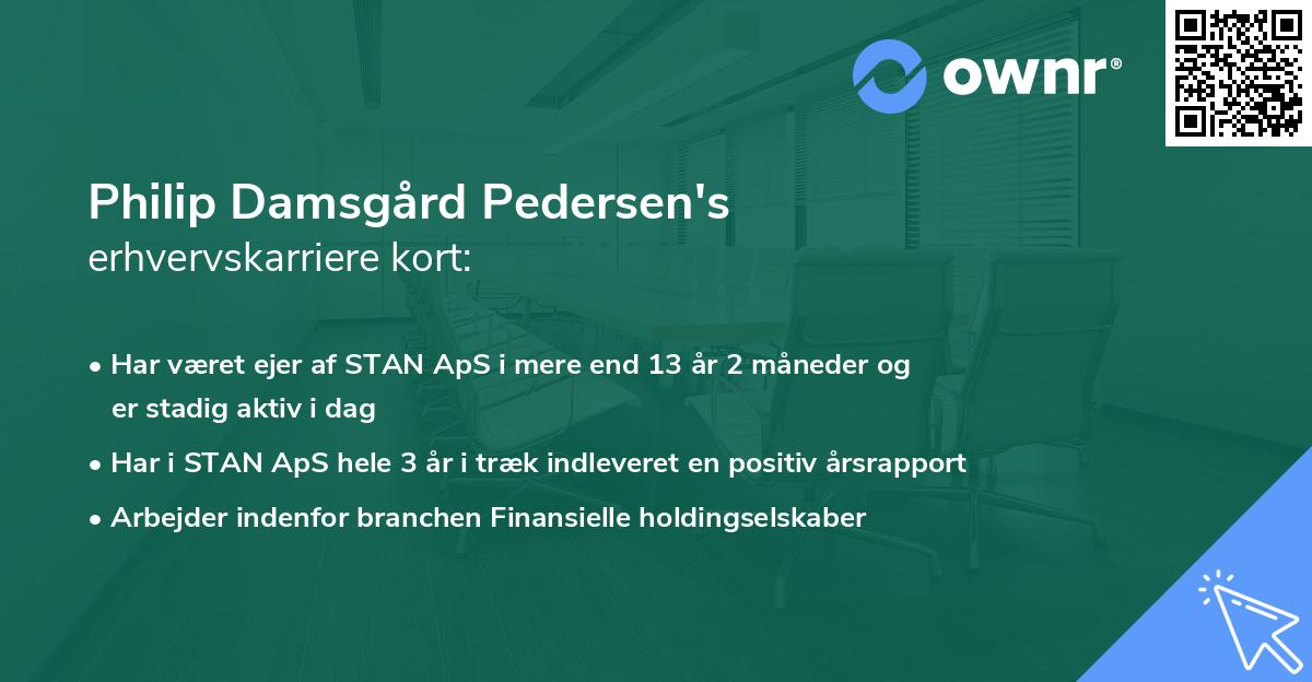 Philip Damsgård Pedersen's erhvervskarriere kort