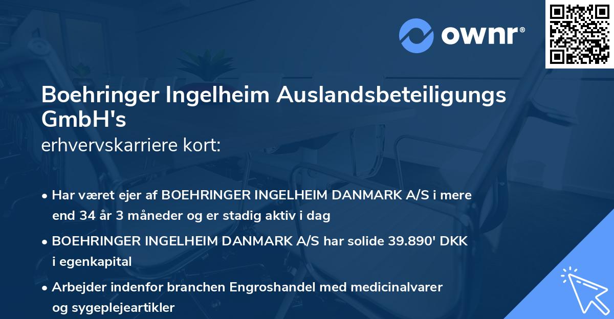 Boehringer Ingelheim Auslandsbeteiligungs GmbH's erhvervskarriere kort