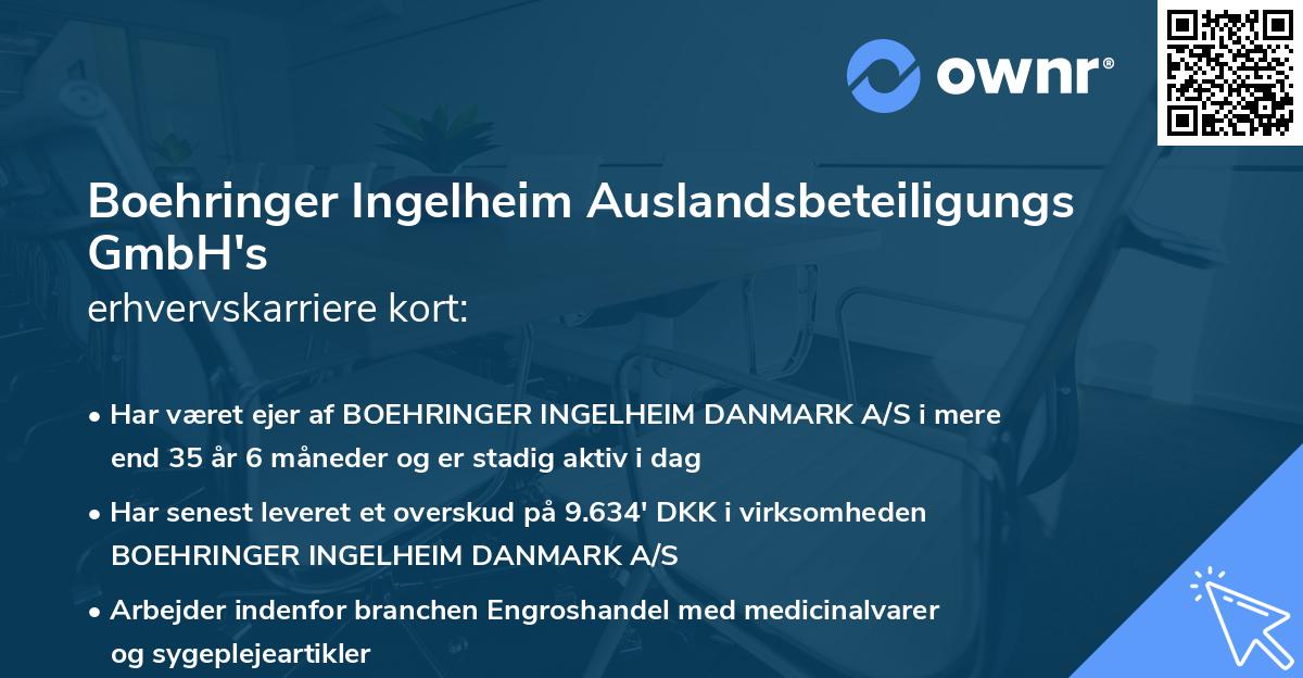 Boehringer Ingelheim Auslandsbeteiligungs GmbH's erhvervskarriere kort