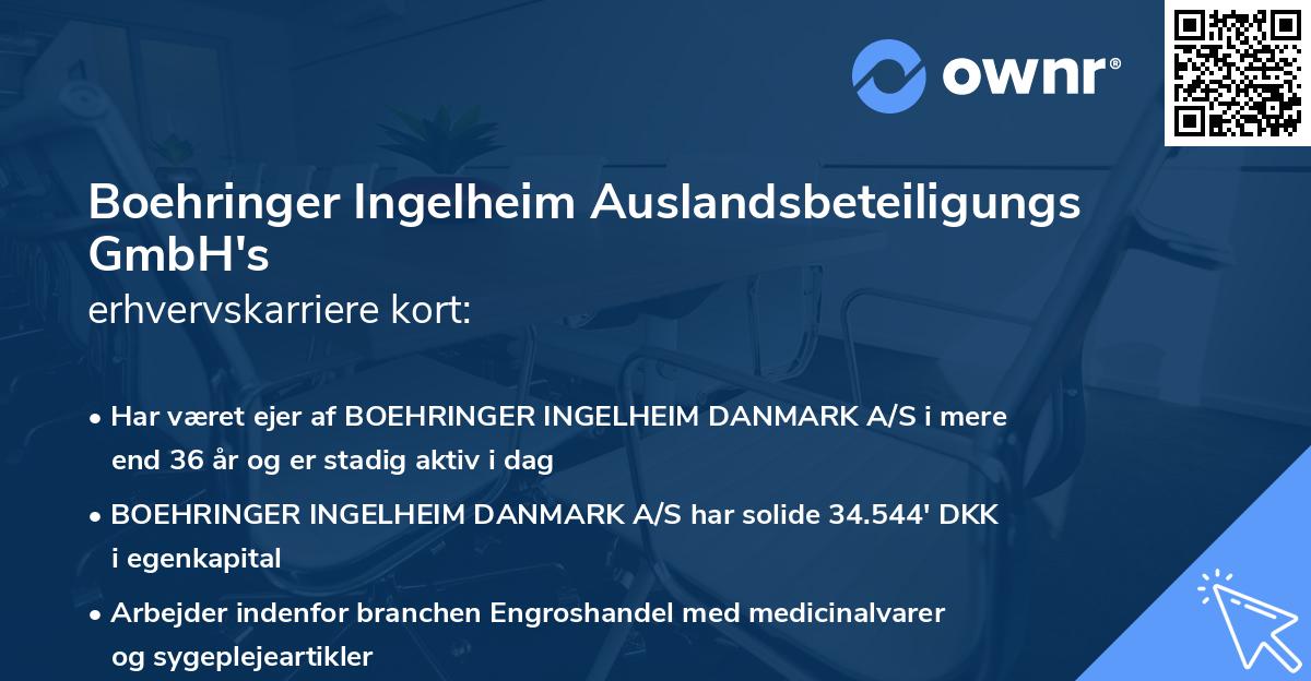 Boehringer Ingelheim Auslandsbeteiligungs GmbH's erhvervskarriere kort