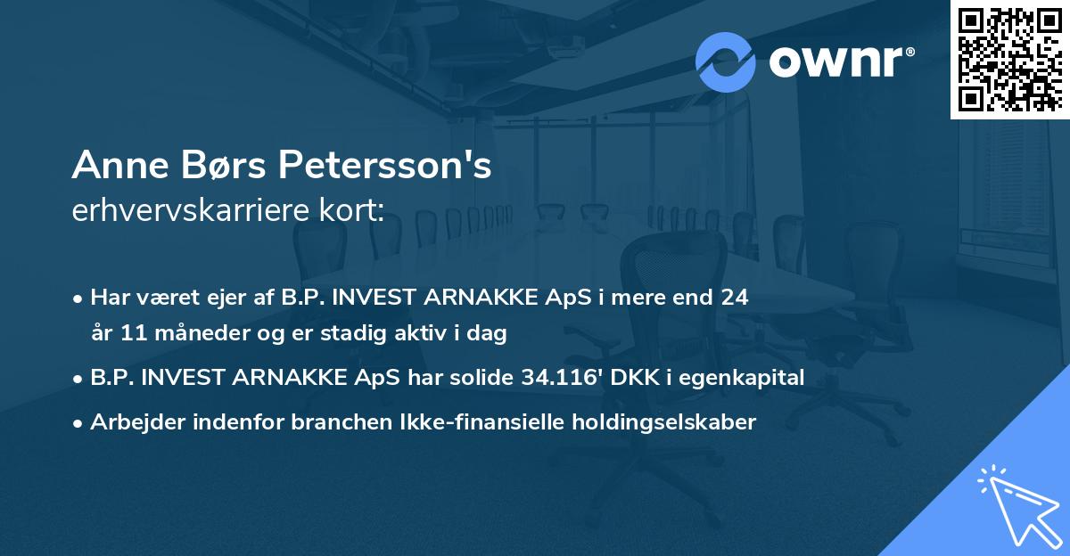 Anne Børs Petersson's erhvervskarriere kort