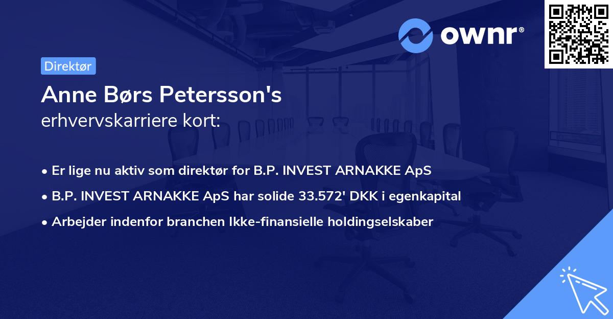 Anne Børs Petersson's erhvervskarriere kort