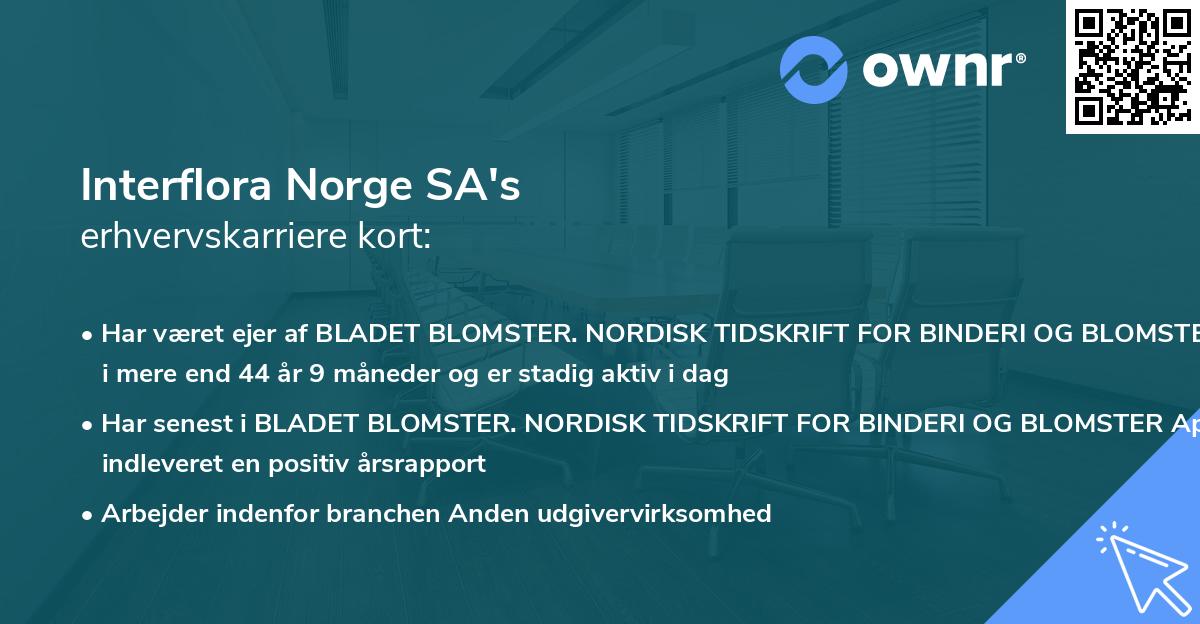 Interflora Norge SA's erhvervskarriere kort