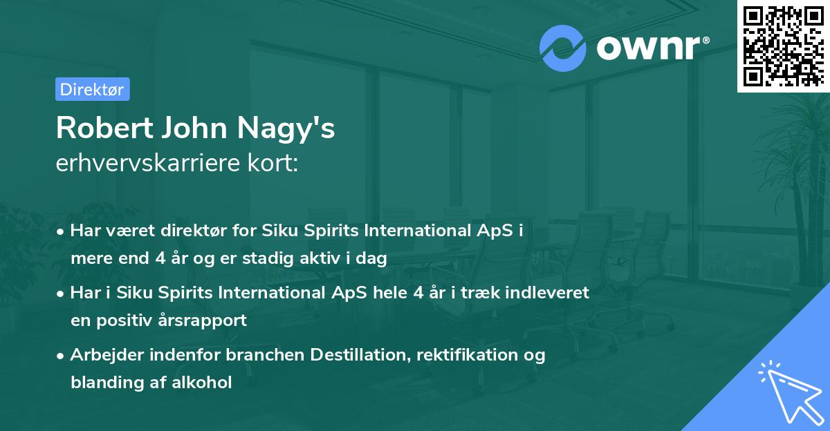 Robert John Nagy's erhvervskarriere kort