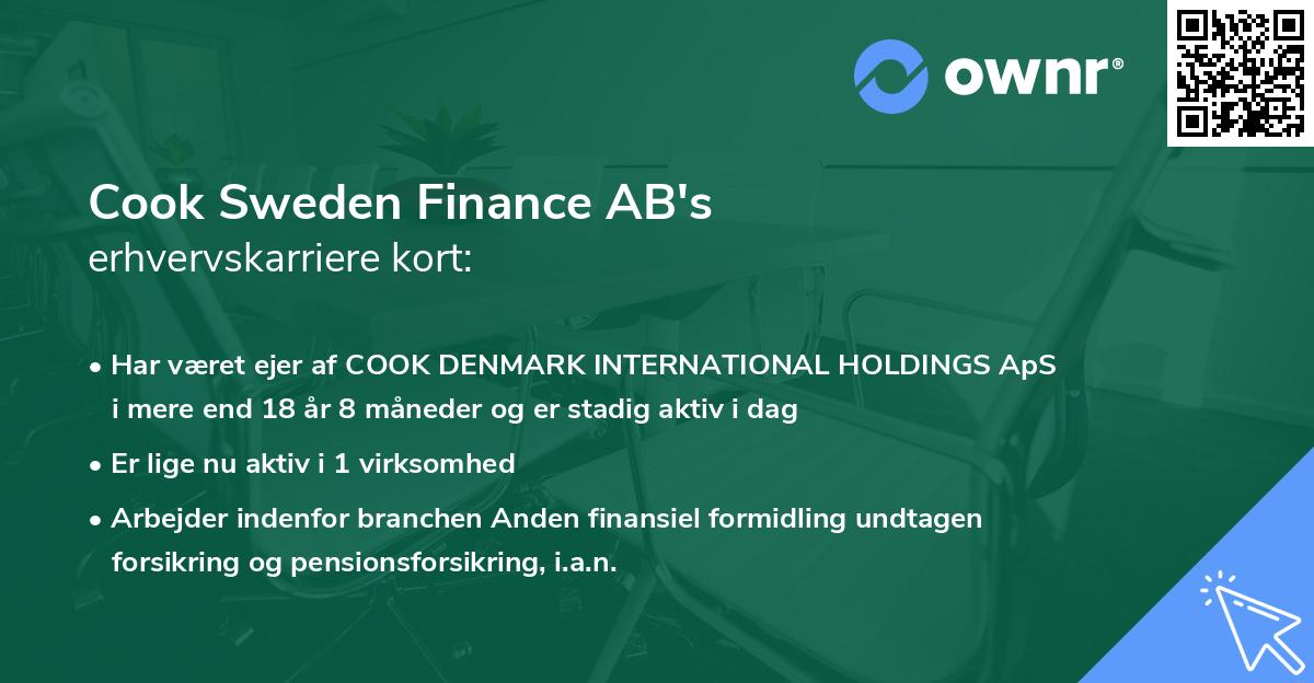 Cook Sweden Finance AB's erhvervskarriere kort