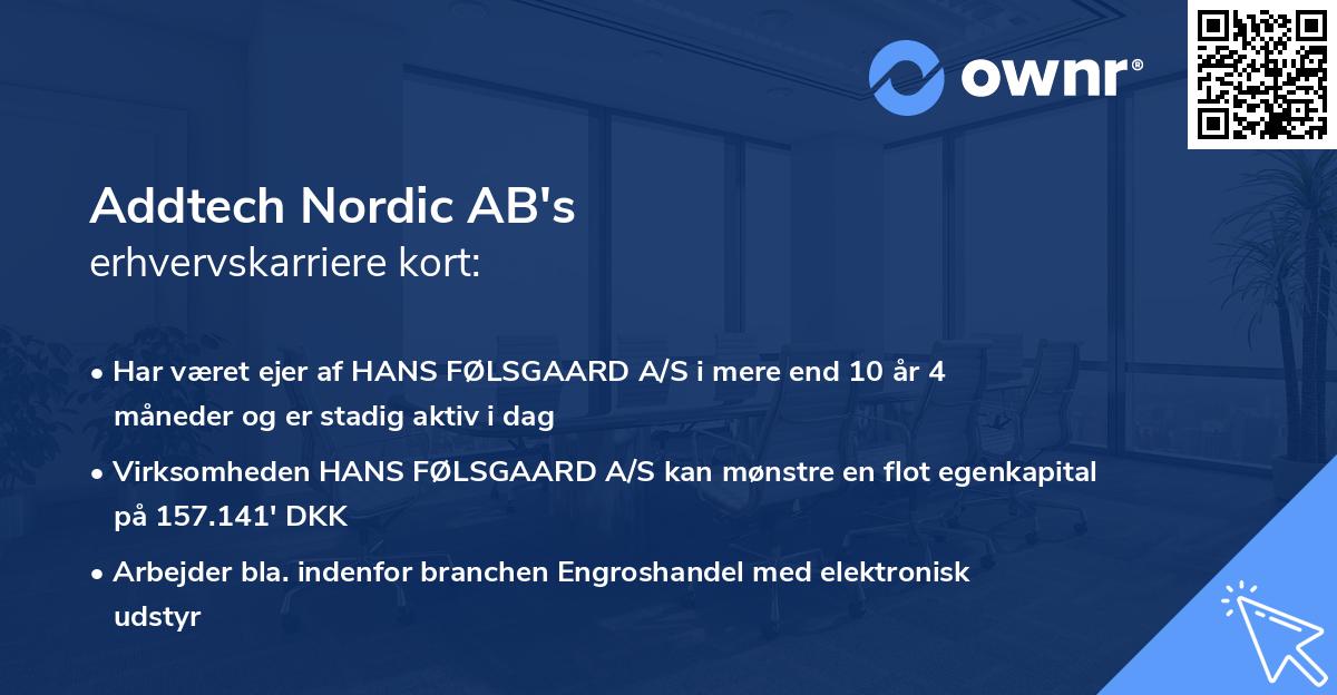 Addtech Nordic AB's erhvervskarriere kort