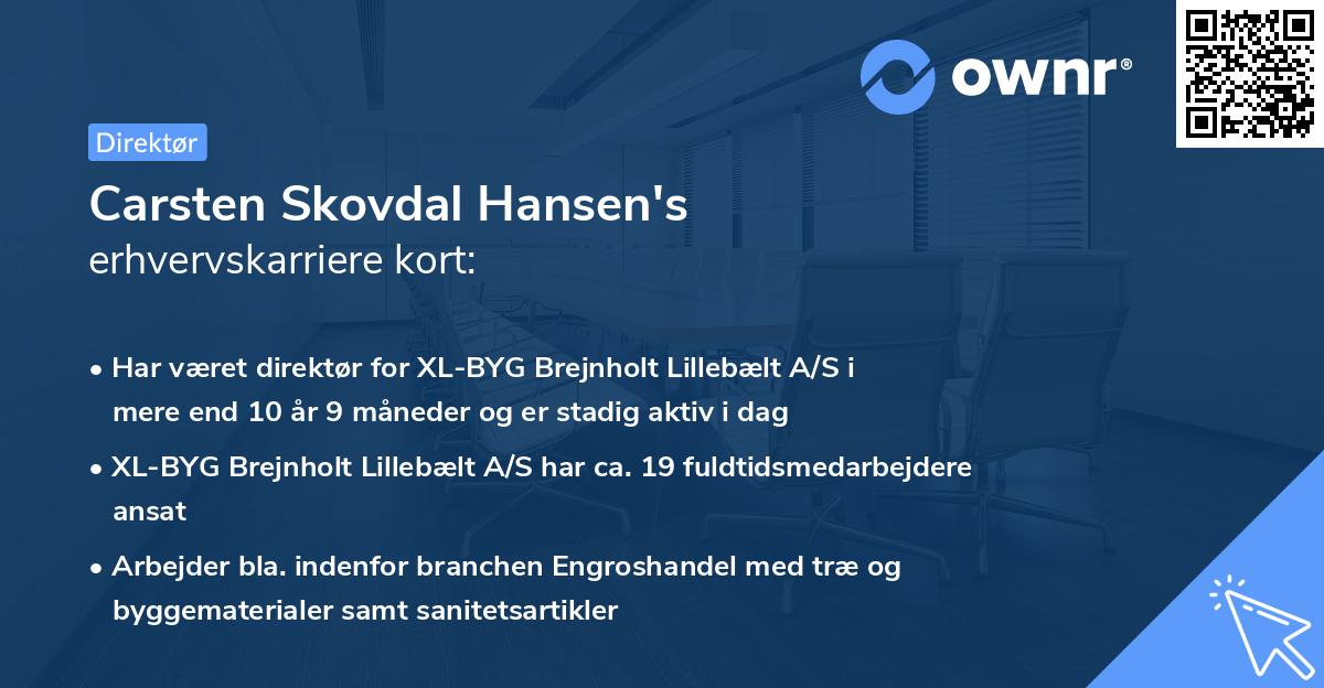 Carsten Skovdal Hansen's erhvervskarriere kort