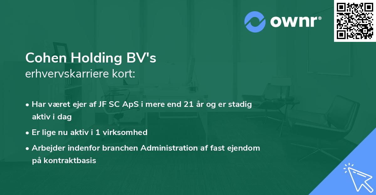 Cohen Holding BV's erhvervskarriere kort