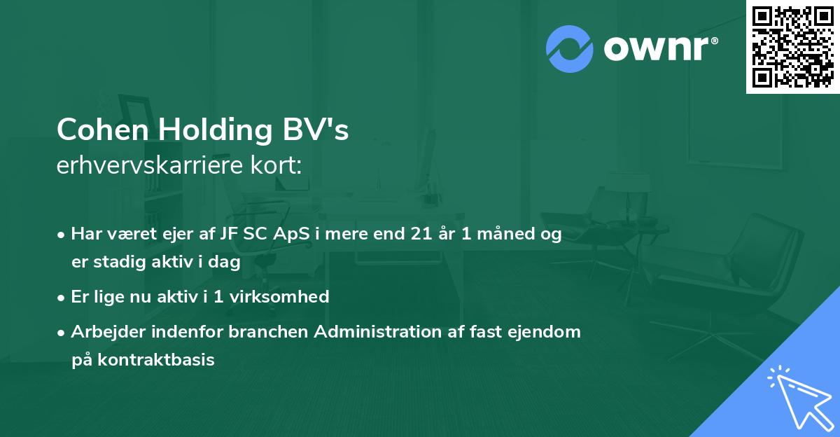 Cohen Holding BV's erhvervskarriere kort