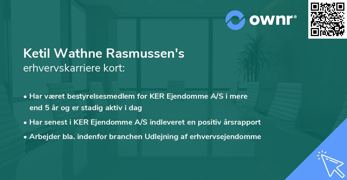 Ketil Wathne Rasmussen's erhvervskarriere kort