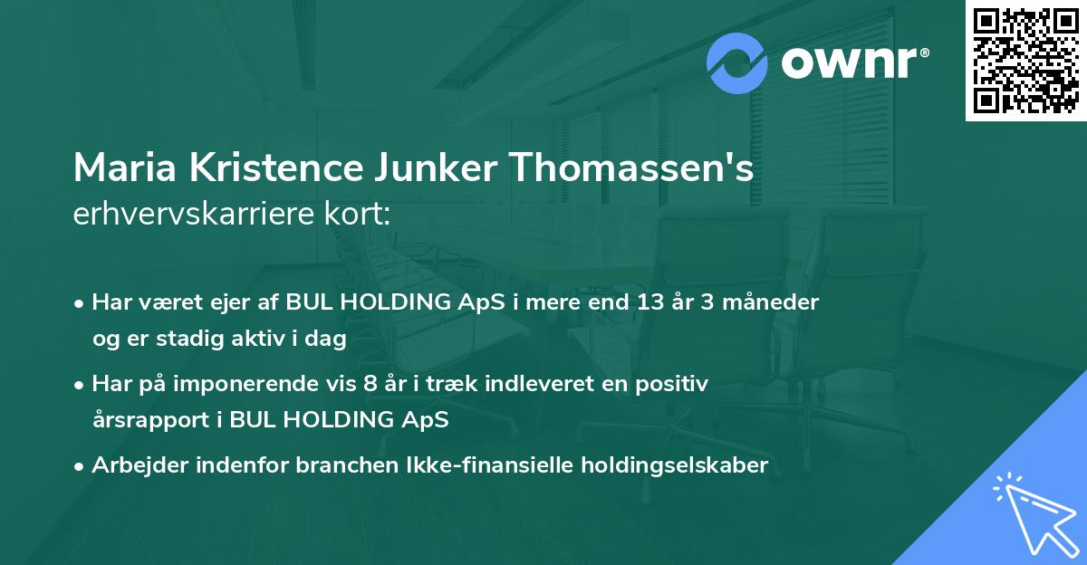 Maria Kristence Junker Thomassen's erhvervskarriere kort