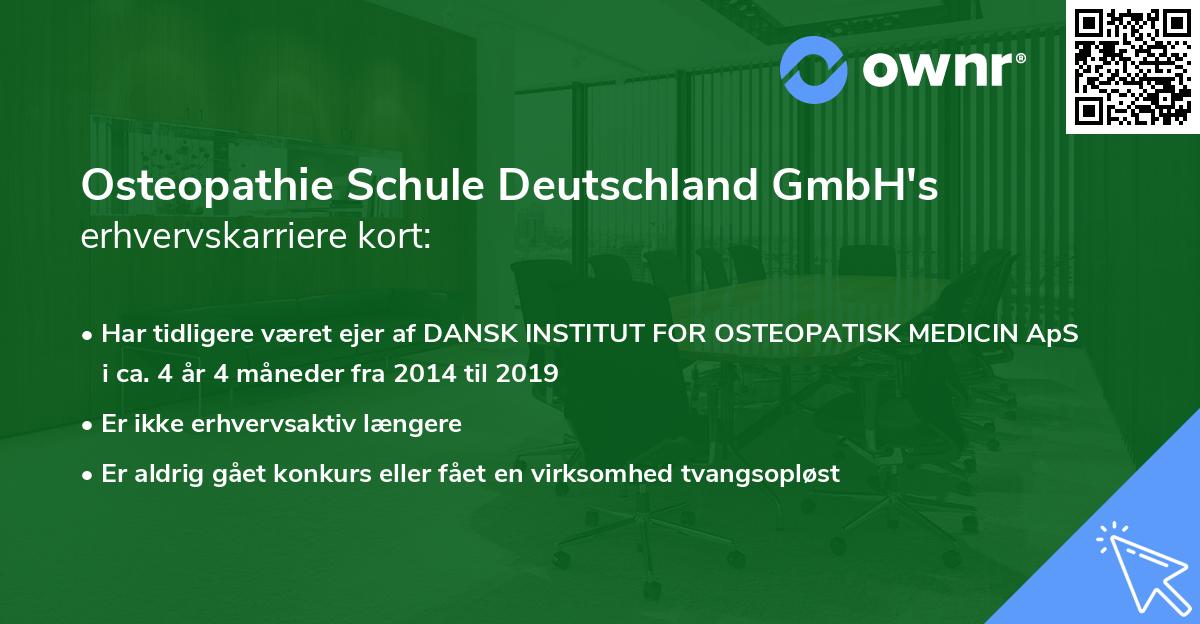 Osteopathie Schule Deutschland GmbH's erhvervskarriere kort