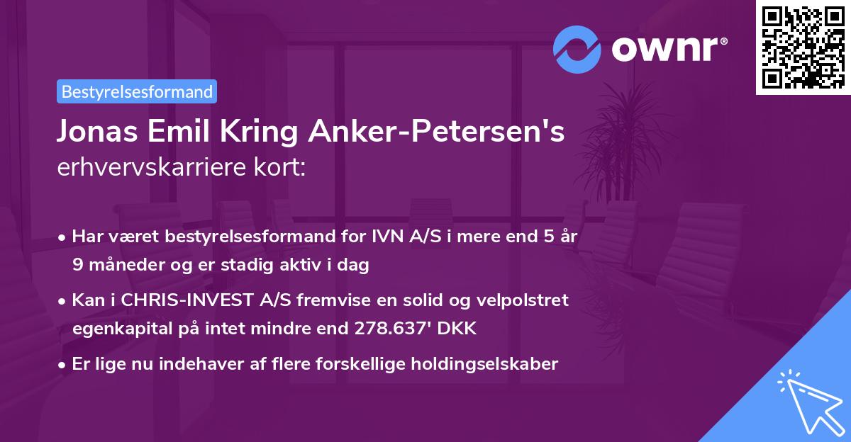 Jonas Emil Kring Anker-Petersen's erhvervskarriere kort