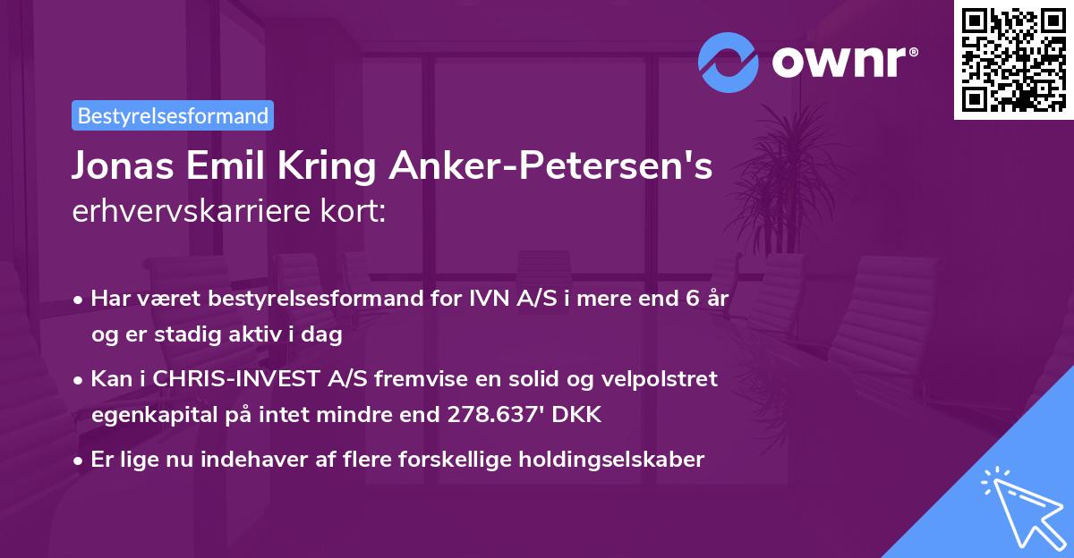 Jonas Emil Kring Anker-Petersen's erhvervskarriere kort