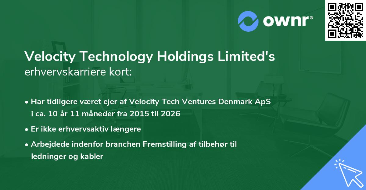 Velocity Technology Holdings Limited's erhvervskarriere kort