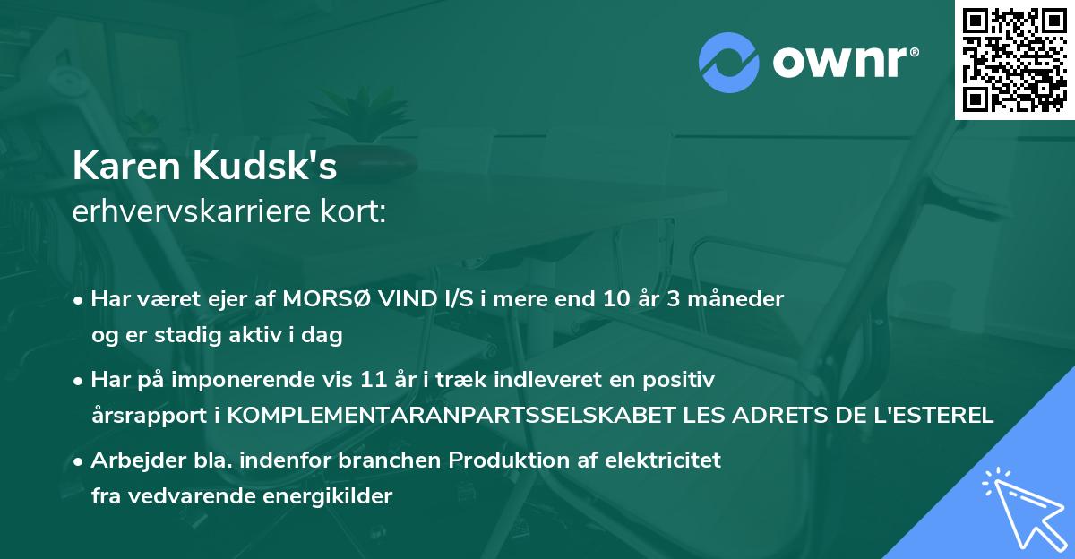 Karen Kudsk's erhvervskarriere kort
