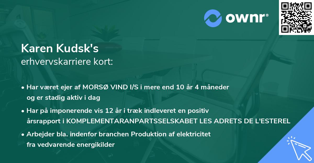 Karen Kudsk's erhvervskarriere kort