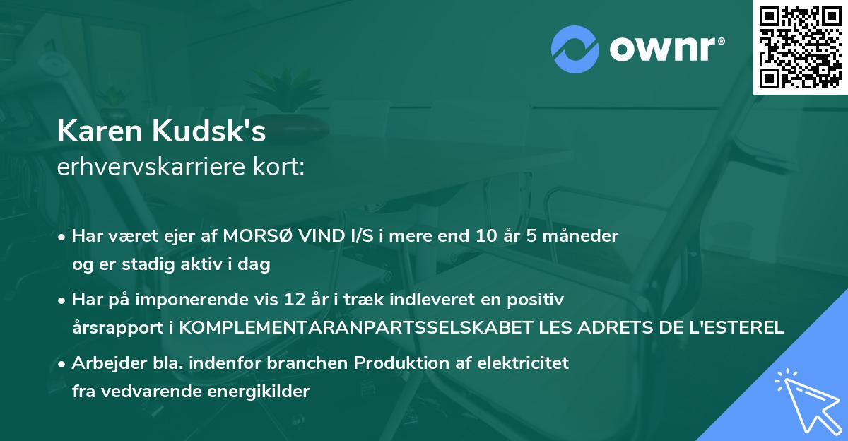 Karen Kudsk's erhvervskarriere kort