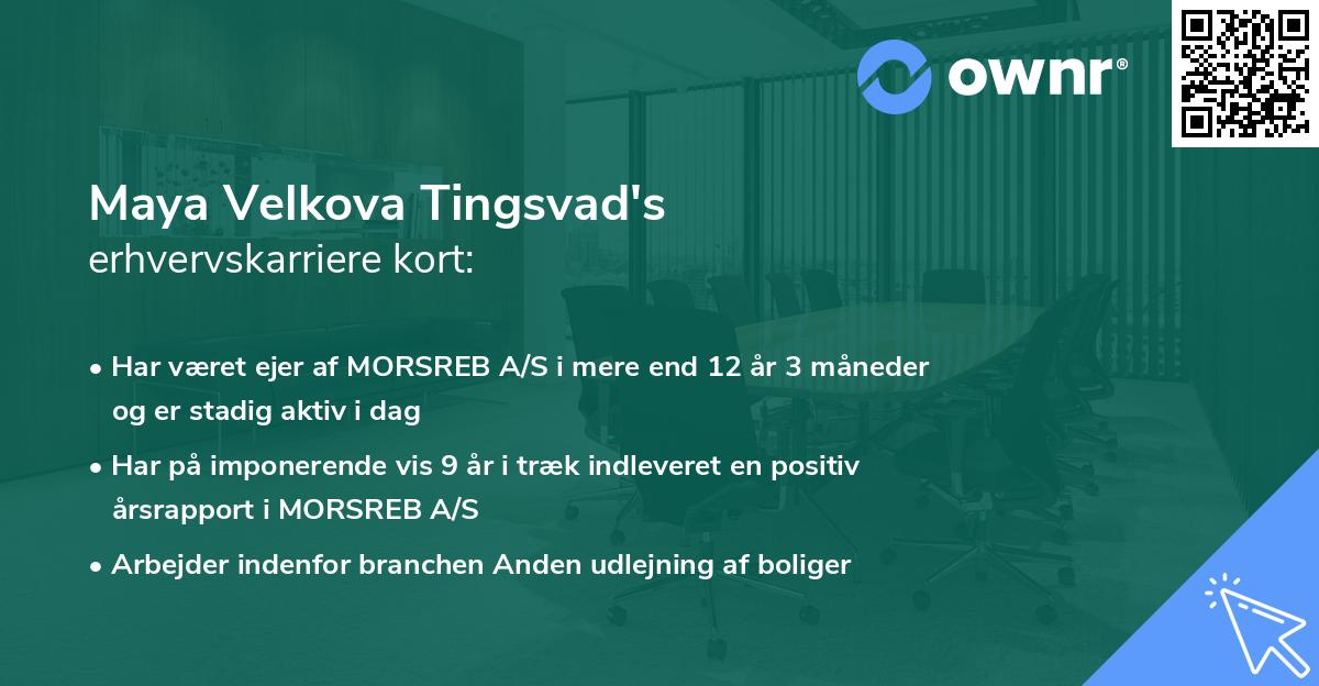 Maya Velkova Tingsvad's erhvervskarriere kort