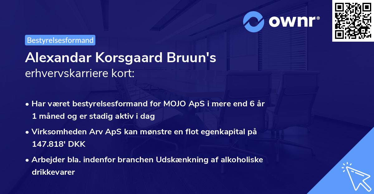 Alexandar Korsgaard Bruun's erhvervskarriere kort