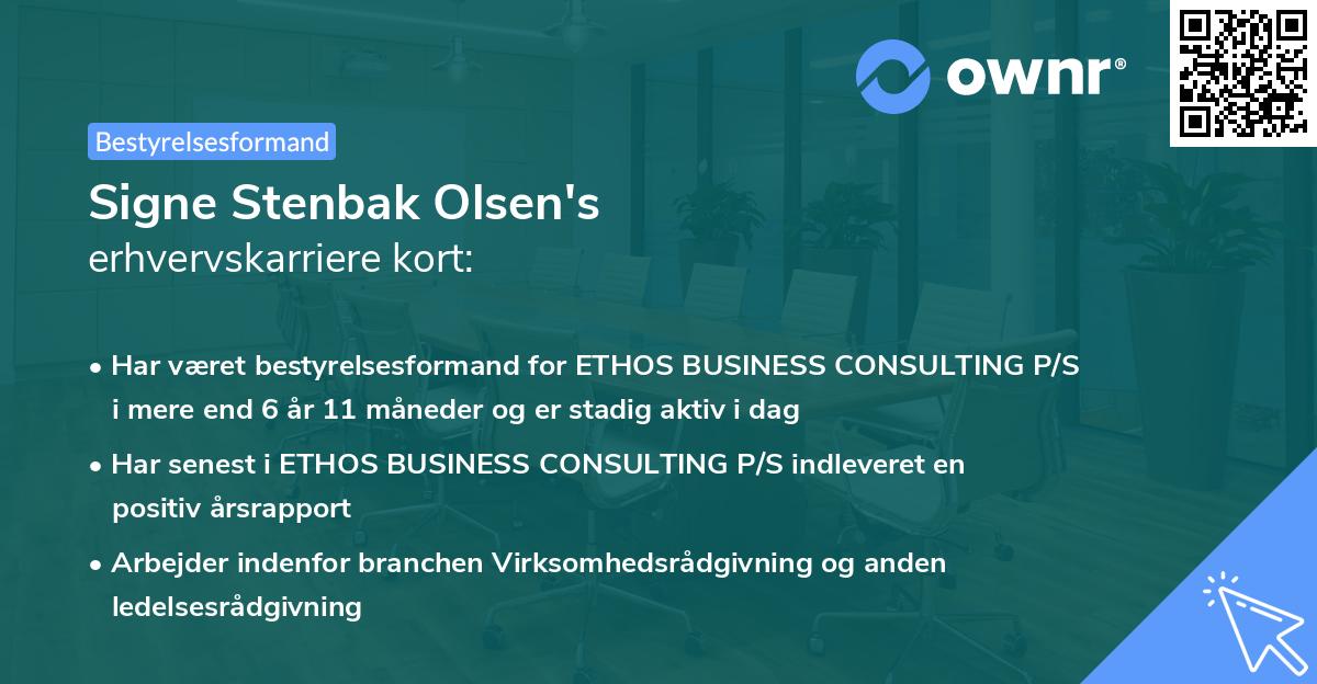 Signe Stenbak Olsen's erhvervskarriere kort