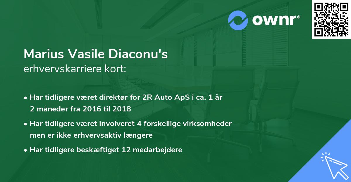 Marius Vasile Diaconu's erhvervskarriere kort
