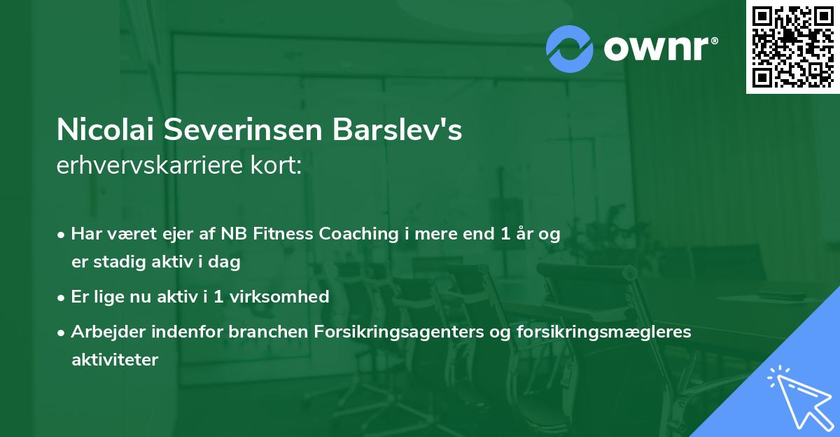 Nicolai Severinsen Barslev's erhvervskarriere kort