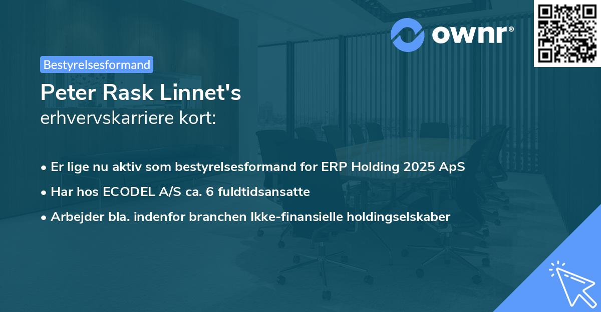 Peter Rask Linnet's erhvervskarriere kort