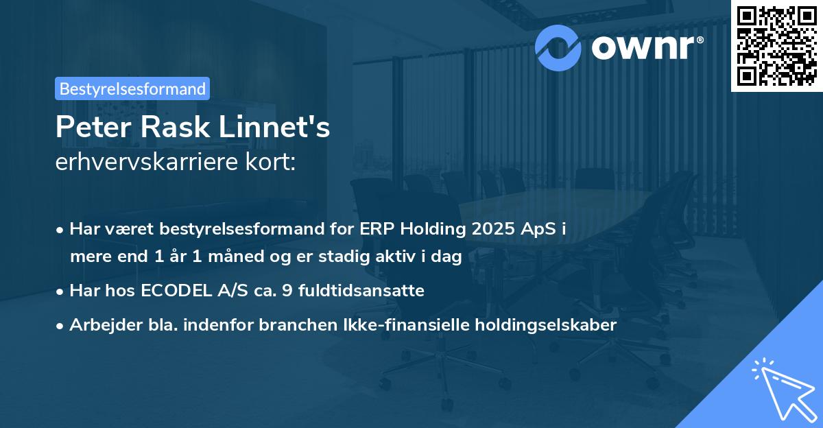 Peter Rask Linnet's erhvervskarriere kort