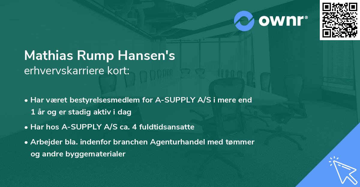 Mathias Rump Hansen's erhvervskarriere kort