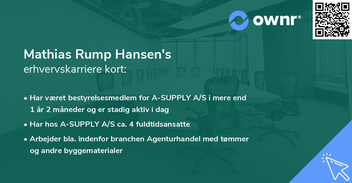 Mathias Rump Hansen's erhvervskarriere kort