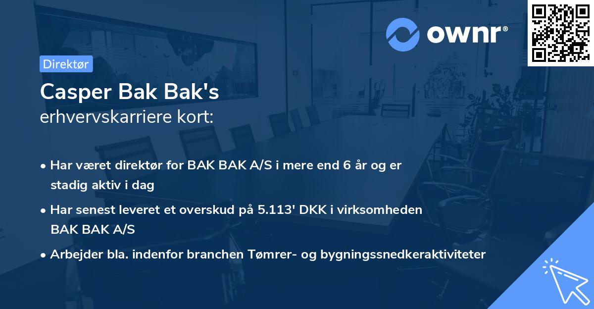 Casper Bak Bak's erhvervskarriere kort