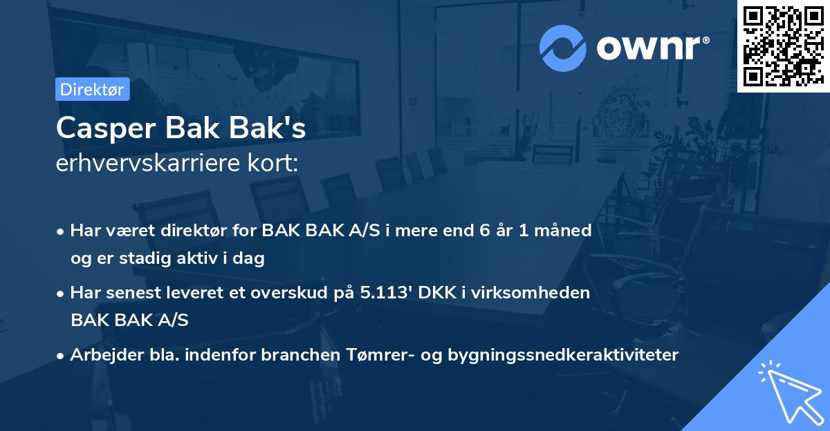 Casper Bak Bak's erhvervskarriere kort