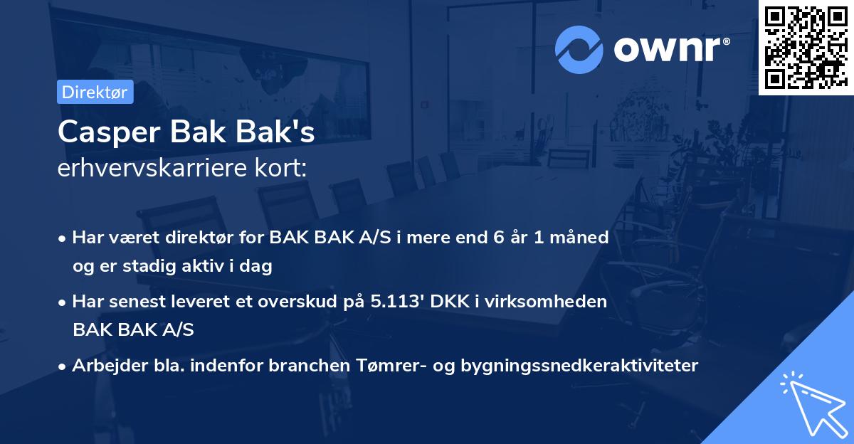 Casper Bak Bak's erhvervskarriere kort