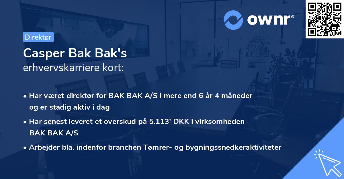 Casper Bak Bak's erhvervskarriere kort