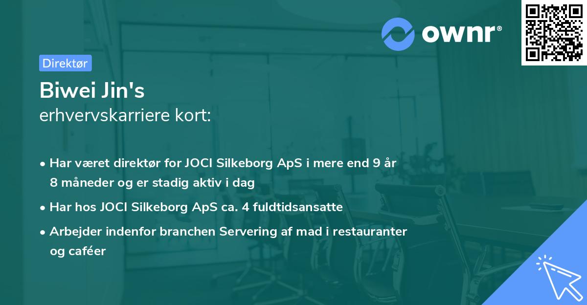 Biwei Jin's erhvervskarriere kort