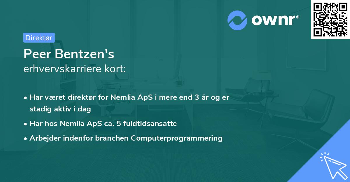 Peer Bentzen's erhvervskarriere kort